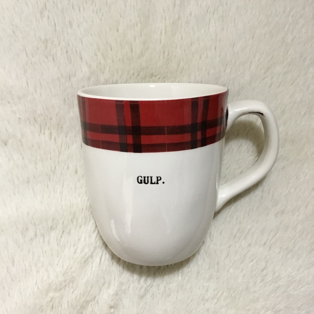 Rae Dunn GULP Plaid Ceramic Christmas Mug NWT New